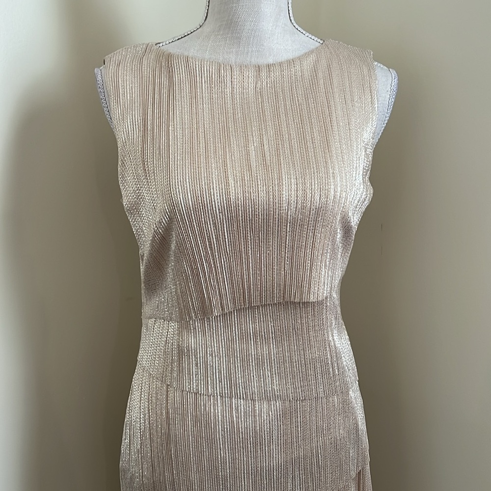 Alex Marie Elegant Gold Sleeveless Dress - Picture 4 of 15